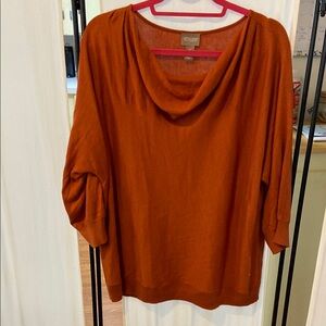 Chico's Women's Cowl Neck Sweater in Rich Orange